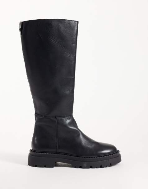 Steve Madden botas chunky hasta la rodilla en cuero negro Kaja - view 1