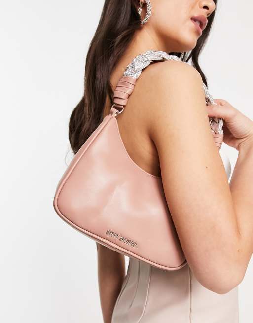 Steve Madden - Bplayer - Borsa da spalla beige con manico di strass