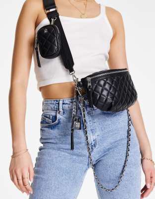 Steve Madden - Bposses - Doorgestikte crossbody tas in zwart