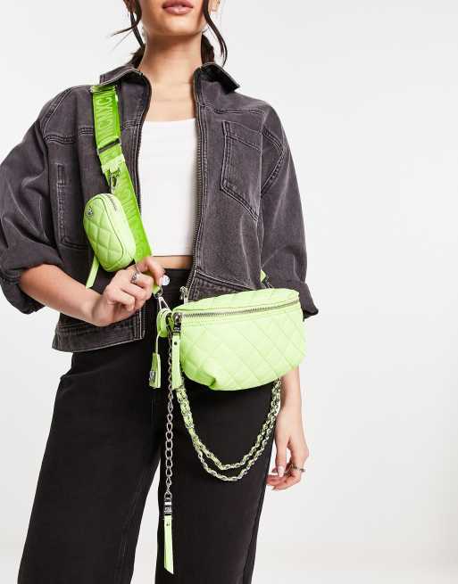 Steve Madden Burgent cross body bag in lime croc