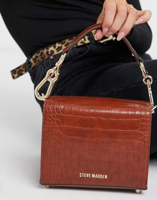 Steve Madden – Bpure – Umhängetasche in Kroko-Cognac mit goldfarbenem Schloss, 4 von 4