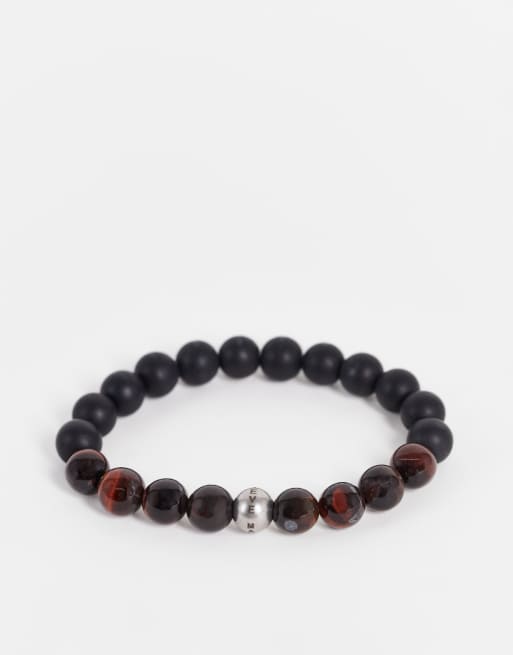 Steve Madden - Bracciale in perline marrone tono su tono