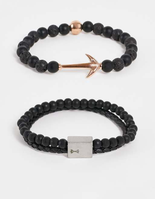 Steve Madden - Bracelet double rang avec motif ancre