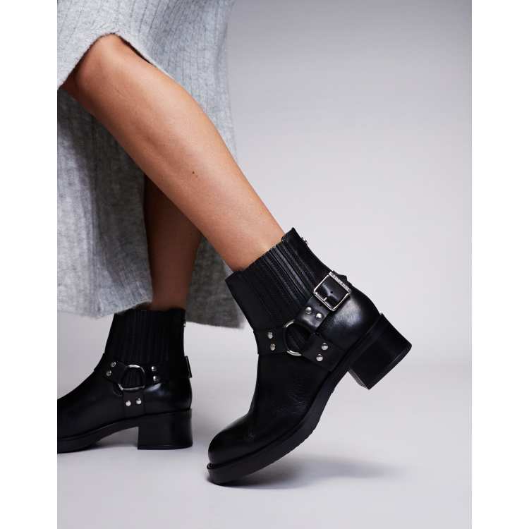 Steve Madden Breaker Biker Ankle boot in Black Leather ASOS