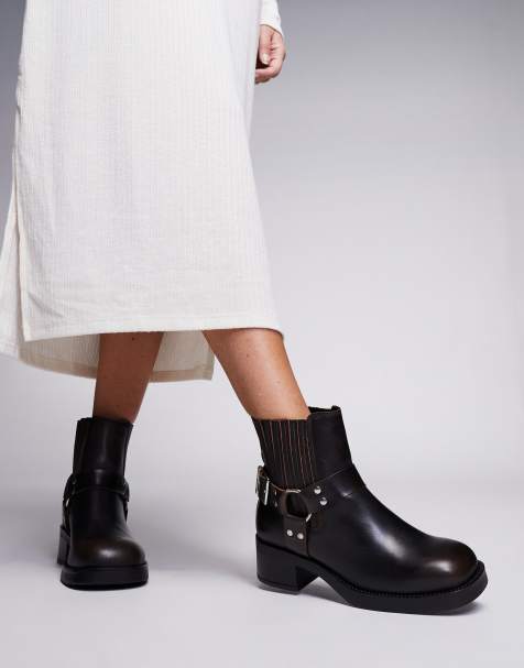 Steve Madden - Breaker - Bottines style motard en cuir - Marron - view 1