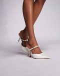 [Steve Madden] Steve Madden Brecki-P embellished open back pumps in ivory-White 41 IVORY