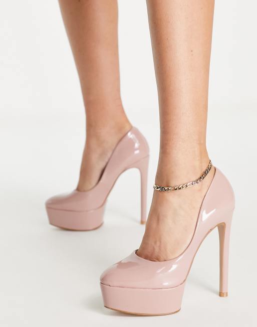 Steve Madden – Brenna – Puderrosa, lackade klackskor med platå-sula, 4 av 4