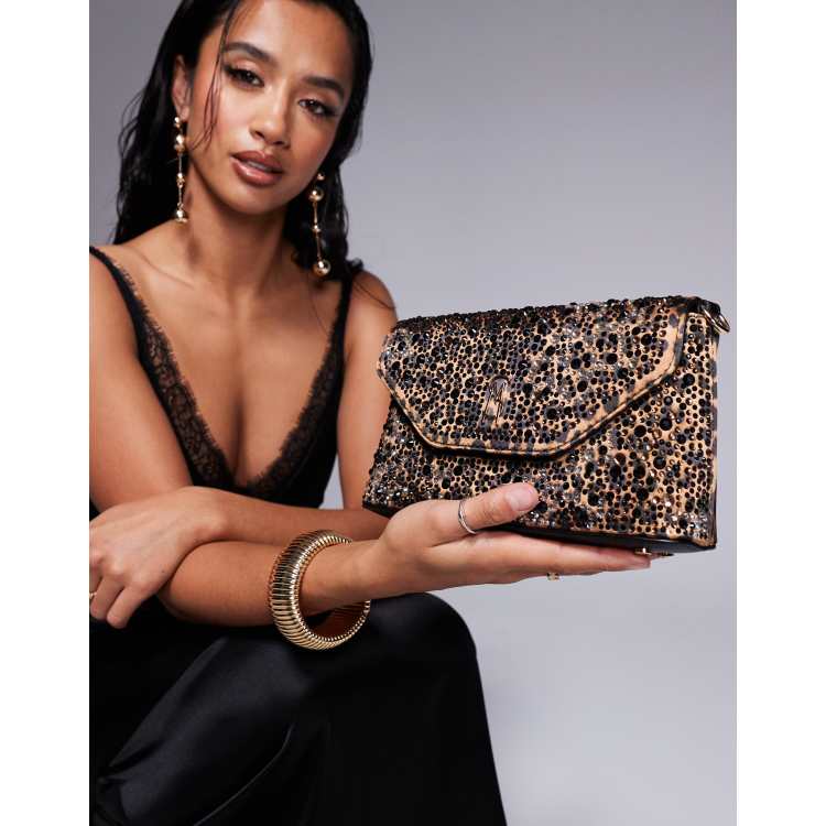 Steve Madden Bretros Embelished Clutch in Leopard ASOS