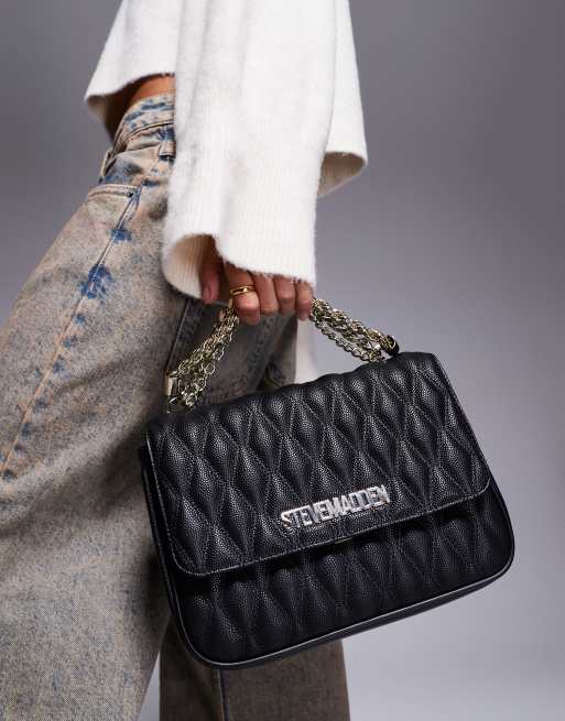 Steve Madden – Brevere – Gesteppte Schultertasche in Schwarz 