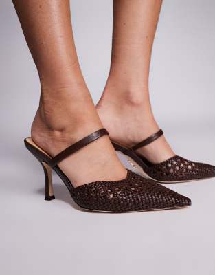 Steve Madden Brinley woven heeled shoes in chocolate - view 1