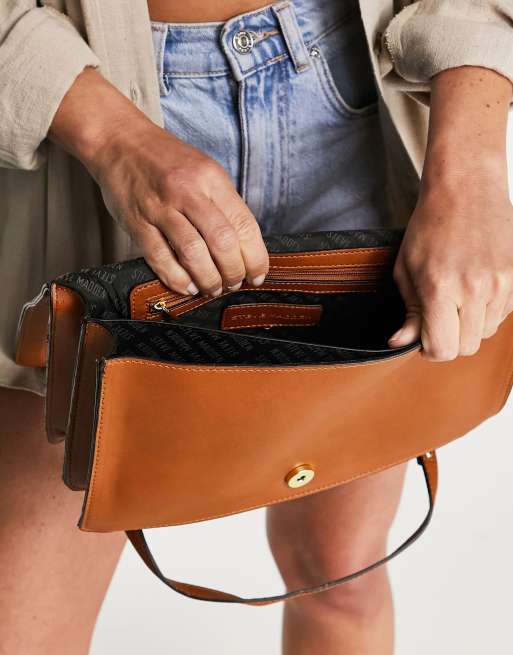 Steve Madden – Brun, flerfärgad axelväska med viklock och kedjerem, 3 av 4