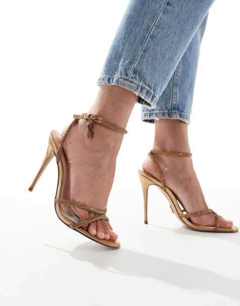 Steve Madden – Bryanna – Verzierte Riemchensandalen in Bronze mit Absatz - view 1
