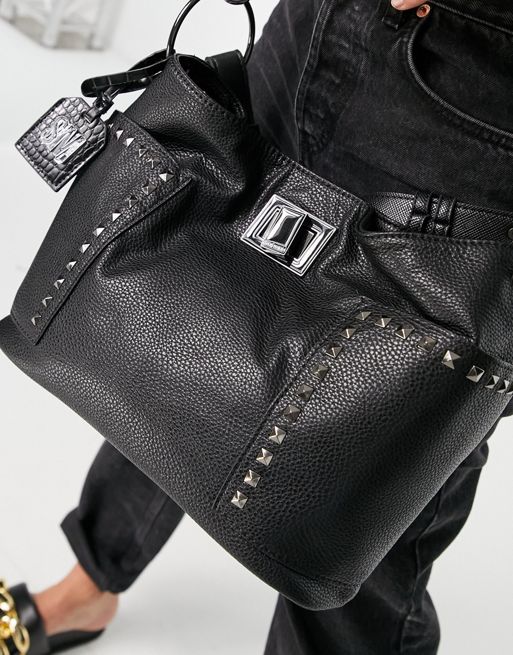 Steve Madden Bsara slouchy studded tote bag in black