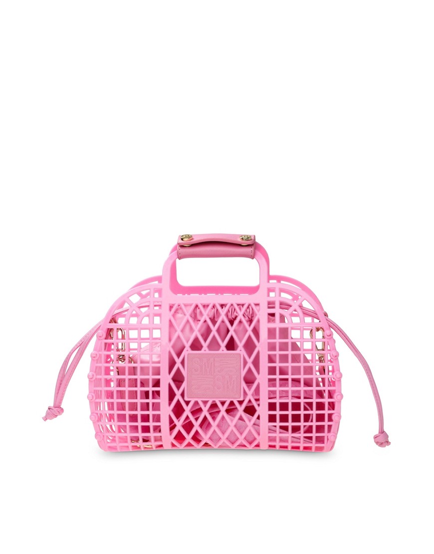 Steve Madden Bscreen basket bag with cross-body strap in pink