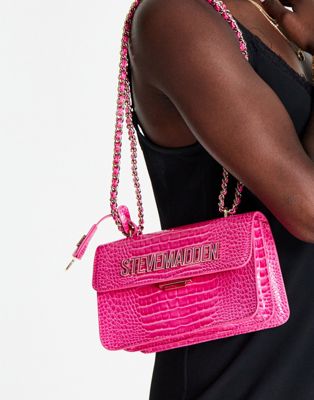 Steve Madden Bstakes-C faux croc cross body bag in hot pink