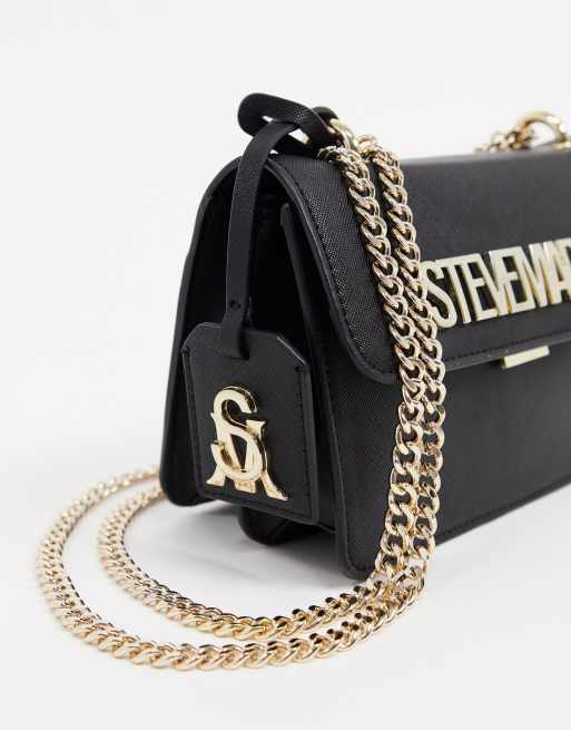 Steve Madden Bstakes logo chain cross body bag in black | ASOS