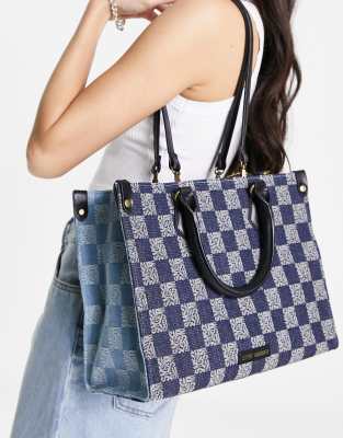 Steve Madden Bstilo tote bag in denim check