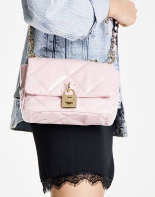 Steve Madden Bterra quilted cross body bag with chain in light pink
