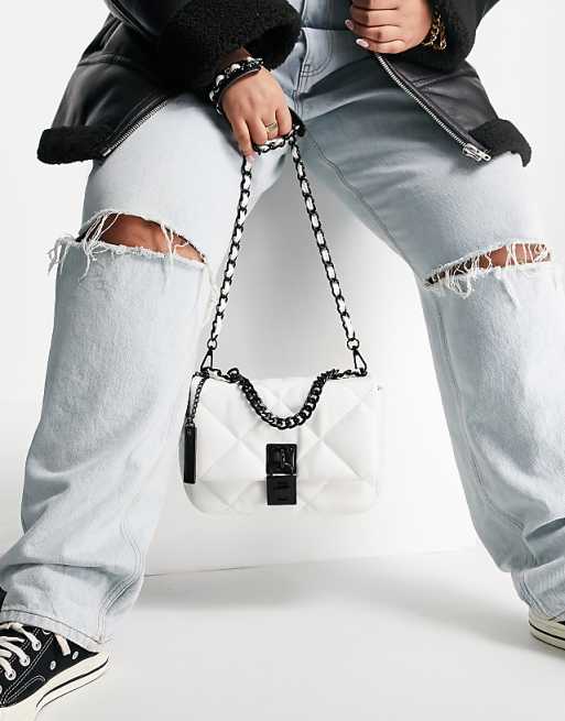 Steve Madden BTerra quilted crossybody bag with chain in white