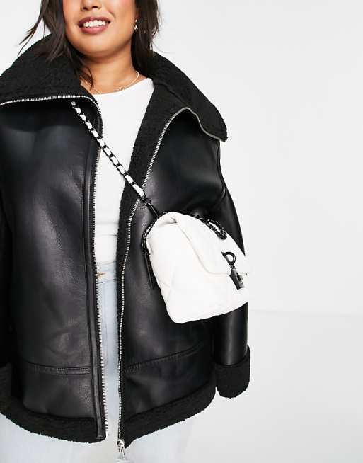 Steve Madden BTerra quilted crossybody bag with chain in white