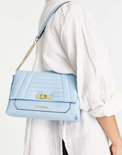 Steve Madden buckle opening bag with chain detail in blue