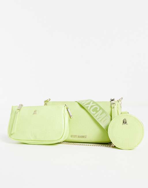 Steve Madden Burgent Cross Body Bag In Bright Green Croc for Women