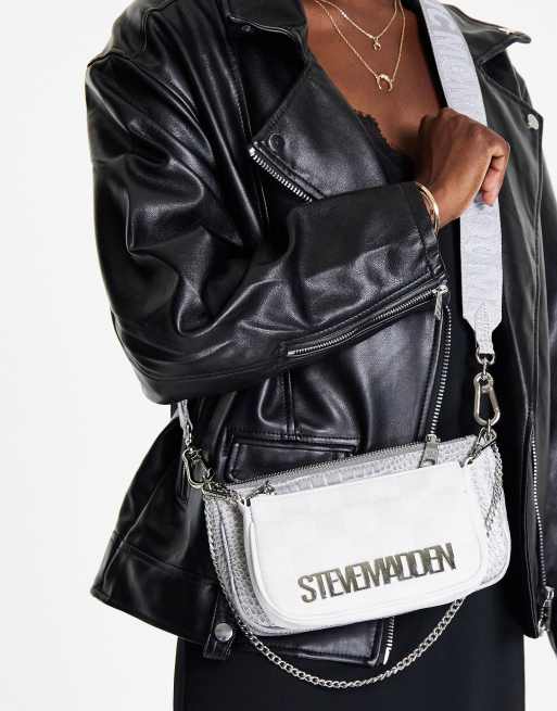 Steve Madden – Burgentl – Vit axelremsväska med flera fack