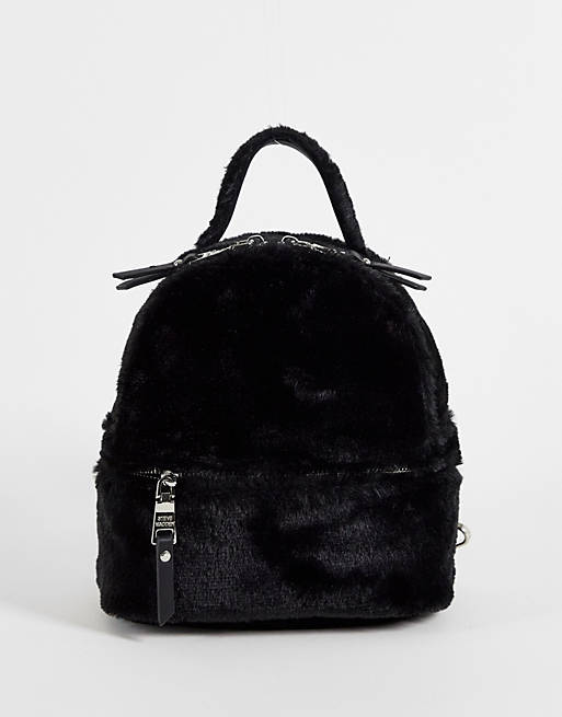 Steve Madden Bvesa faux fur backpack in black