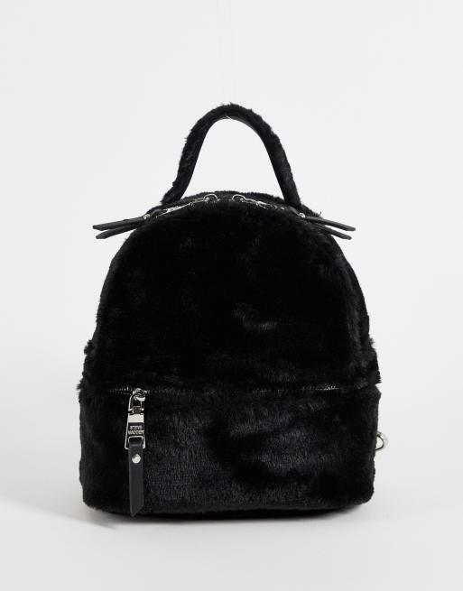 Steve Madden Bvesa faux fur backpack in black | ASOS