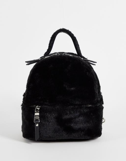 Steve Madden - Bvesa - Zaino nero in pelliccia sintetica
