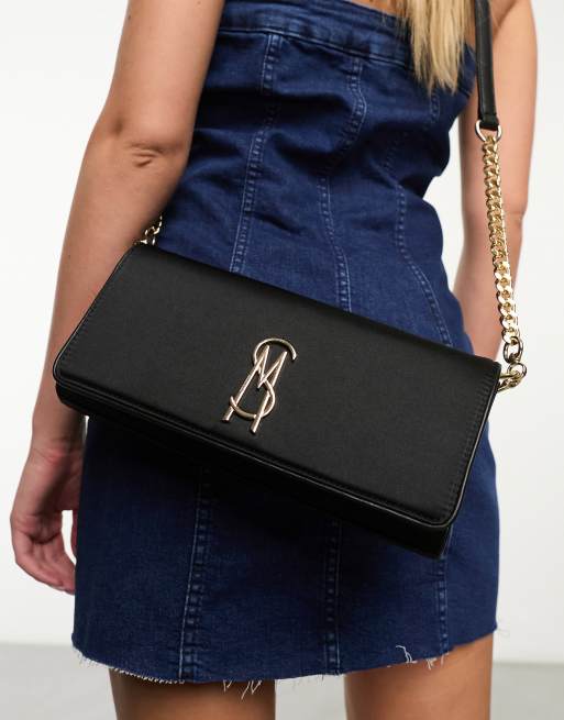 Steve Madden - Bvex-S - Crossbody tas met logo in zwart satijn