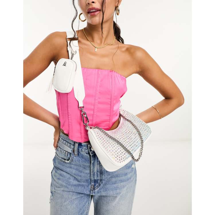 Steve Madden Bvital A rhinestone cross body bag in white ASOS