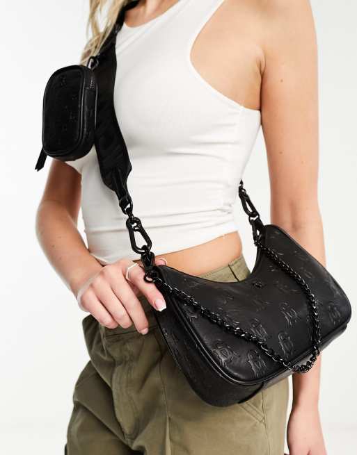Steve Madden - Bvital - Sort crossbody-taske med monogrammønster