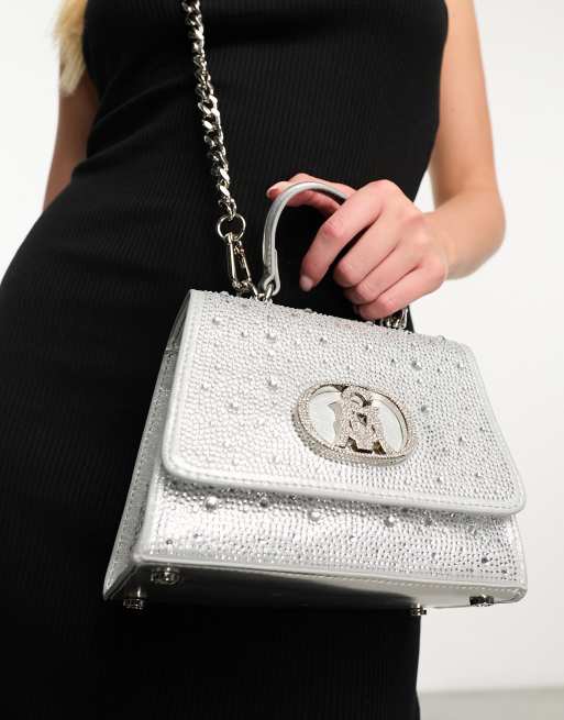 Steve Madden - Byanna - Borsa a tracolla decorata con logo color argento