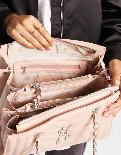Steve Madden - Cabas matelassé avec bandoulière chaîne - Rose clair, 4 de 4