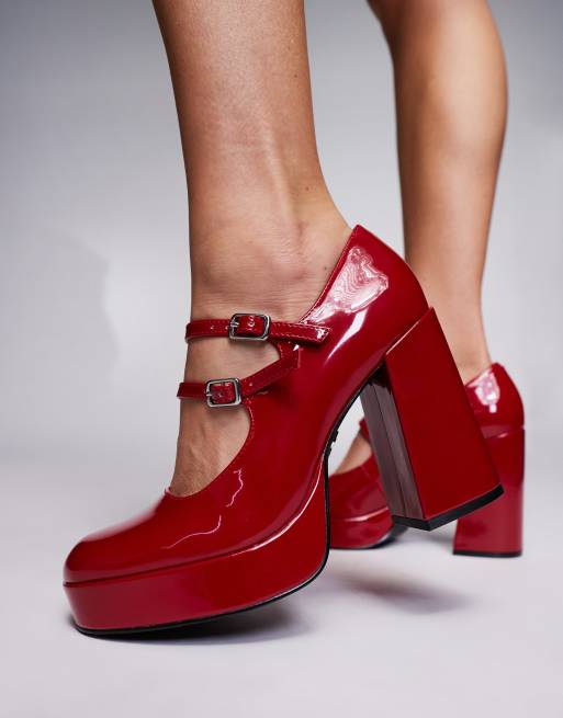 Steve Madden Cabernet platform mary jane heels in red