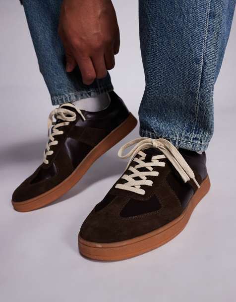 Steve Madden Caelum gum sole trainer in brown - view 1