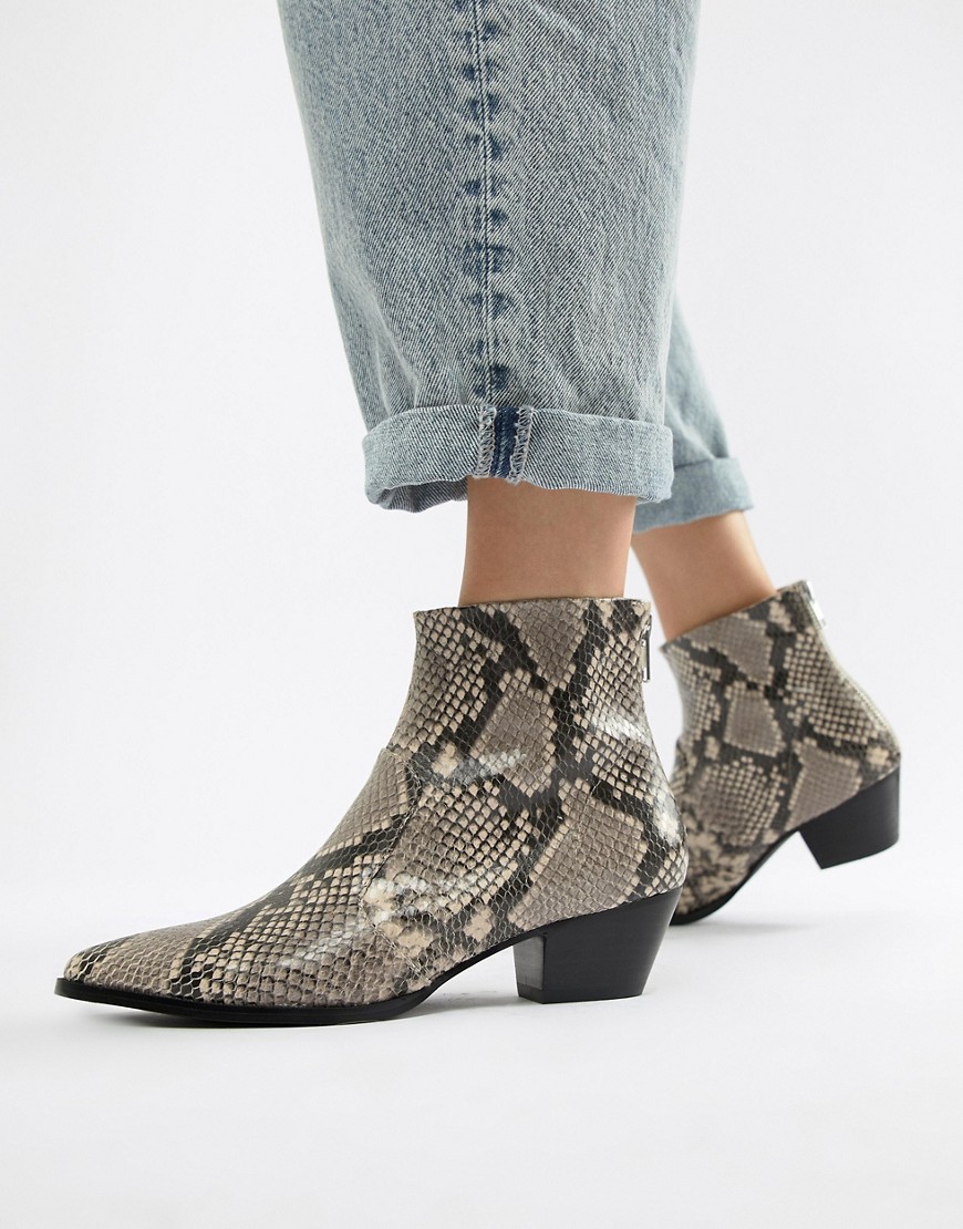 Steve Madden Café snake print leather heeled boots-Multi