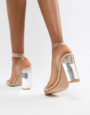 Steve Madden Camille perspex clear heeled shoes-Beige