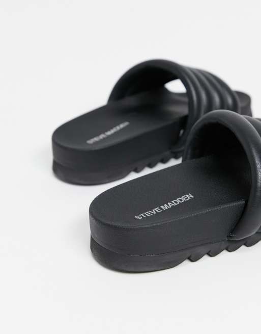 Steve madden black slides new arrivals