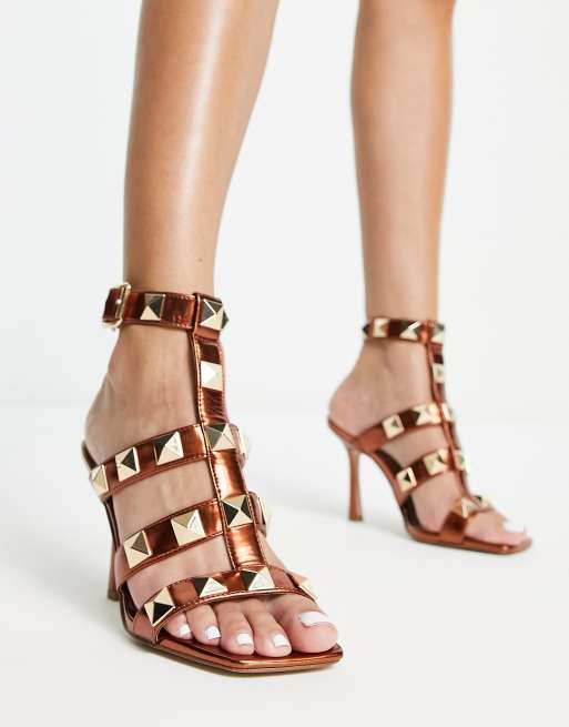 aventuras Esquivo reflujo Steve Madden Capri studded heeled sandals in rust | ASOS