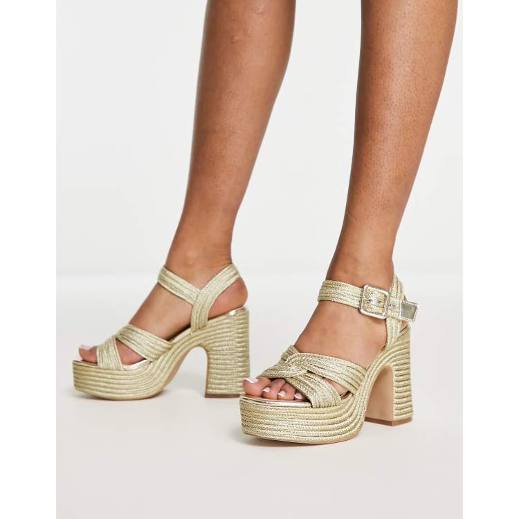 Steve Madden Carisma heeled rope sandal in gold ASOS