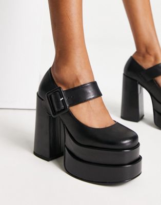 Steve Madden Carly mary jane platforms in black leather