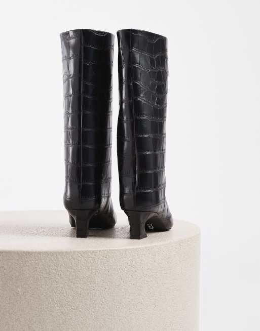 Steve Madden Carousel bottines à bout pointu, talon kitten, mi-hautes, imprimé serpent noir, 2 de 4