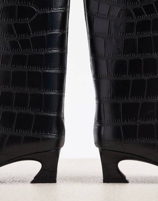 Steve Madden Carousel bottines mi-cheville à bout pointu, talon kitten, noires effet serpent, 3 de 4