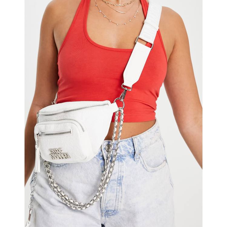 Steve Madden chain detail crossbody bag in white