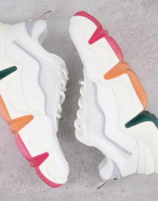 white trainers rainbow sole