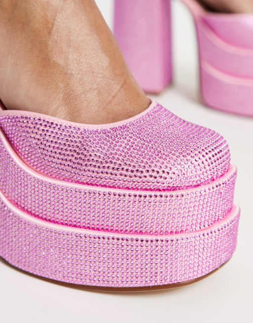 Steve Madden – Charlize – Różowe buty na platformie zdobione strasami, 3 z 4