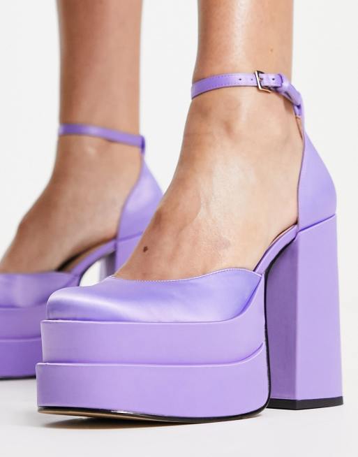 Steve Madden Charlize stacked platform shoes in lilac satin