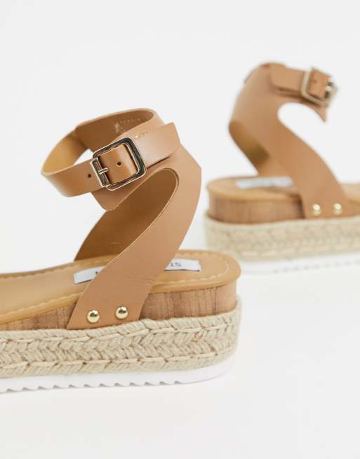 Steve Madden chaser leather espadrille platform sandals in tan leather